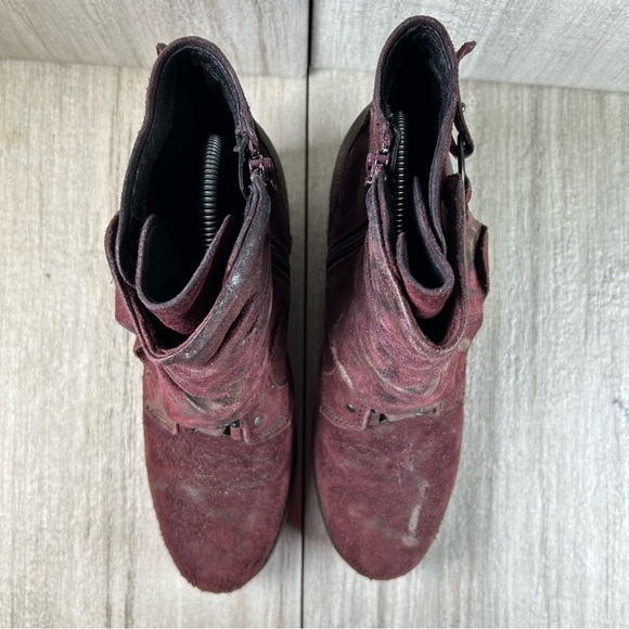 Merrell Women's Shiloh Li Burgundy Gold Suede Ankle Booties Women’s Size 8.5 - Picture 6 of 10